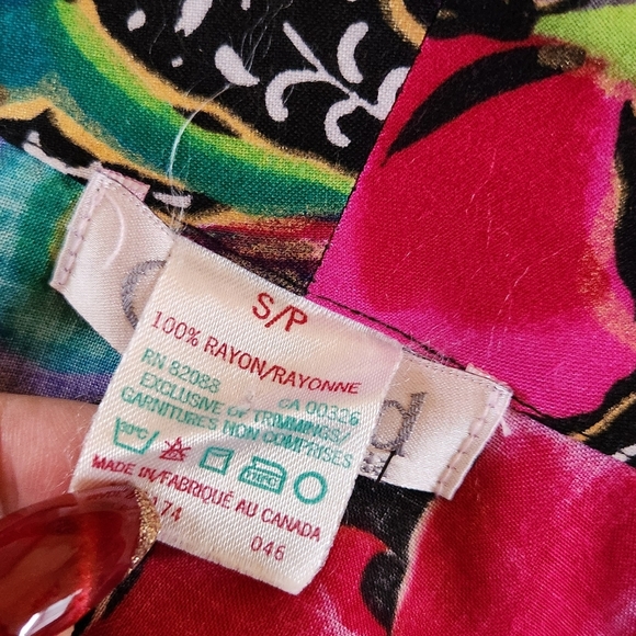 Vintage 80s 90s Red Pink Funky Midi Robe Lingerie Boudoir Pin-Up Size Small - Picture 7 of 8